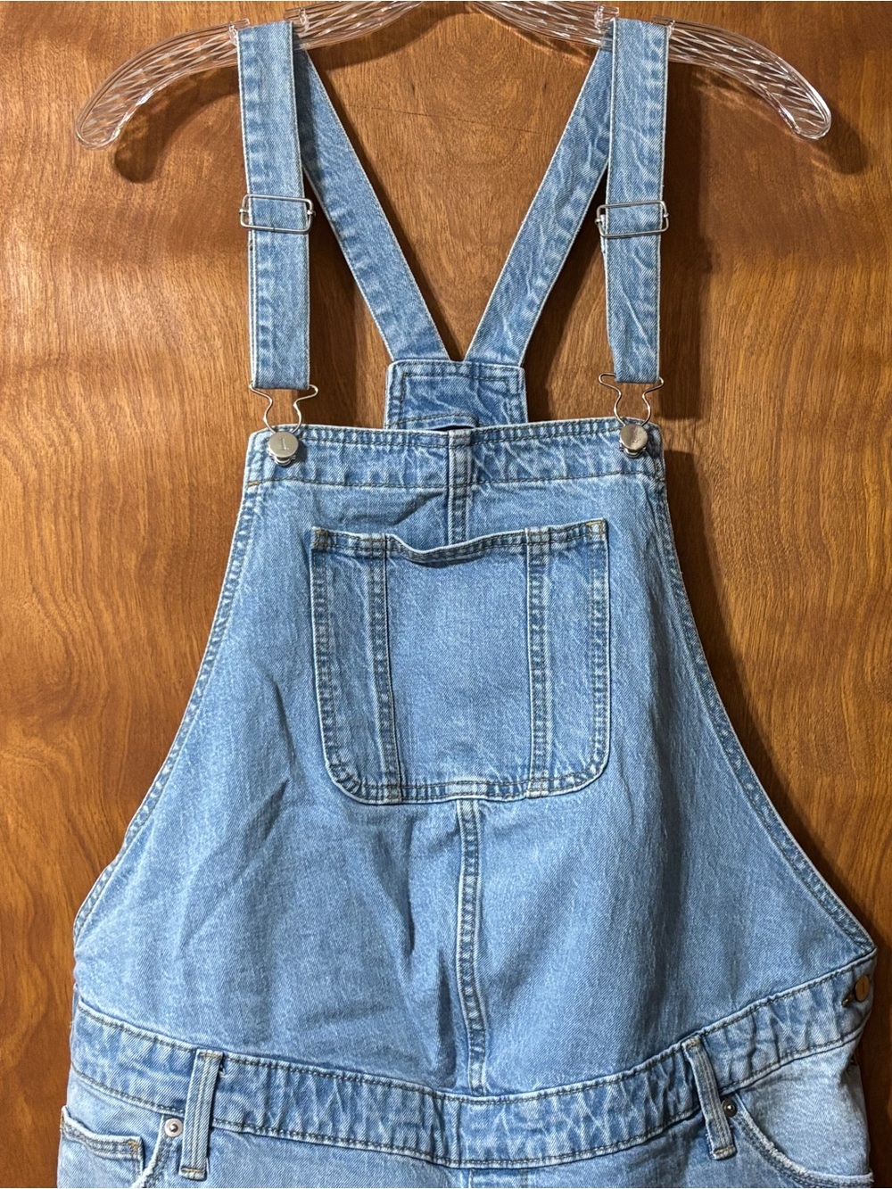 Light Blue Denim Maternity Short Overalls for Women